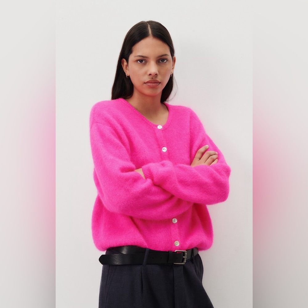 American Vintage Women’s Cardigan Vitow in Neon Pink Melange